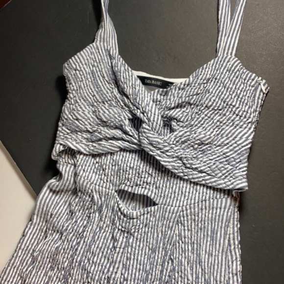 Zara Twist Front Blue & White Striped Jumpsuit - Picture 2 of 9